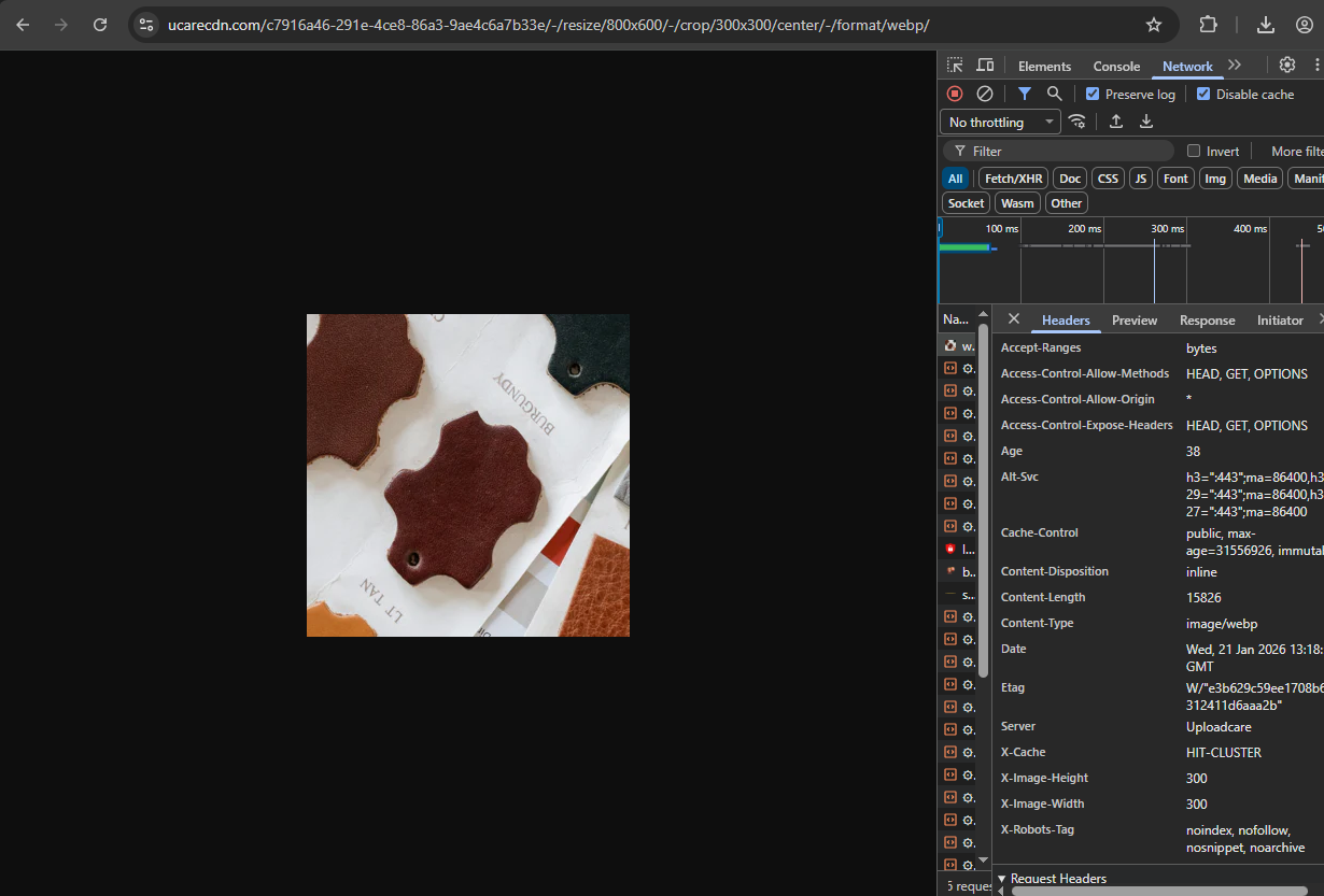 Uploadcare’s URL-based transformations chained together