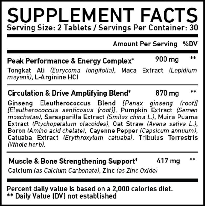 Supplement Facts of the best tongkat ali singapore supplement