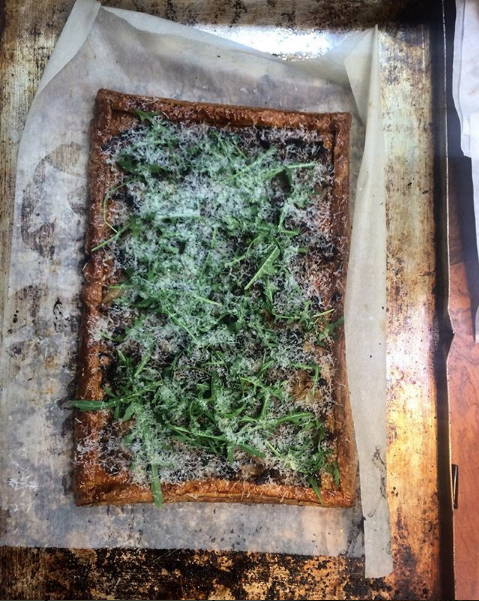Wild garlic, shallots, parmesan & rocket tart by Dusty Knuckle l Featured on This Week's Discoveries, a weekly blog from the team of handmade jewellery brand Wolf & Moon.