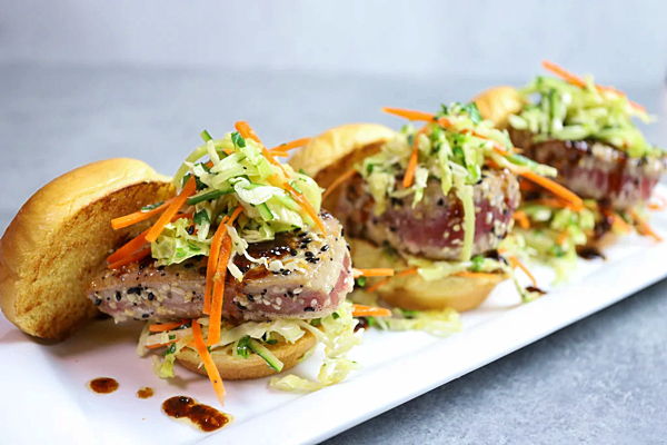 Photo of Loaded Tuna Sliders with Sesame Ginger Broccoli Salad