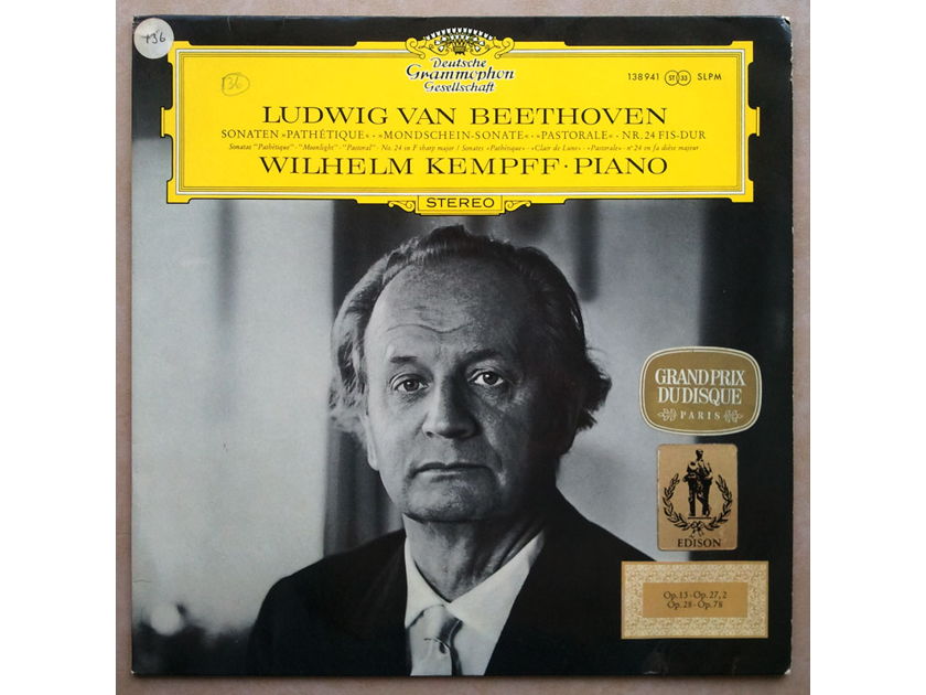 DGG/Wilhelm Kempff/Beethoven - Sonatas Pathetique, Moonlight, Pastoral, No. 24 in F Sharp Major / EX