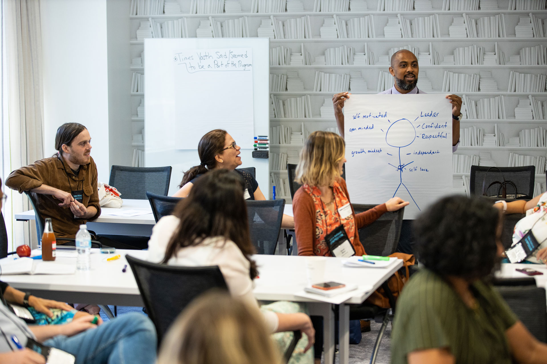 Teacher stands at the front of their Symposium class