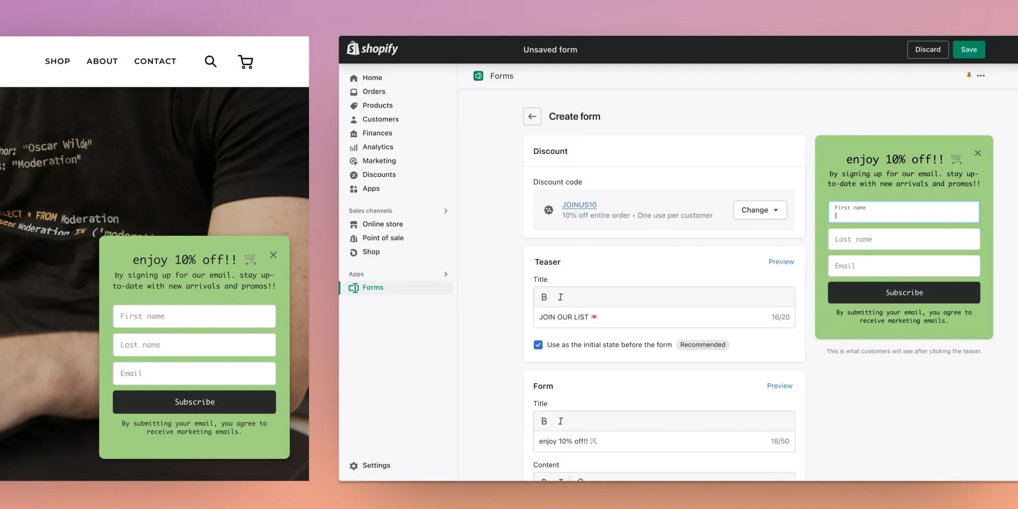 Shopify forms
