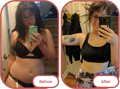a woman's before and after photos taken from fat burner pills review