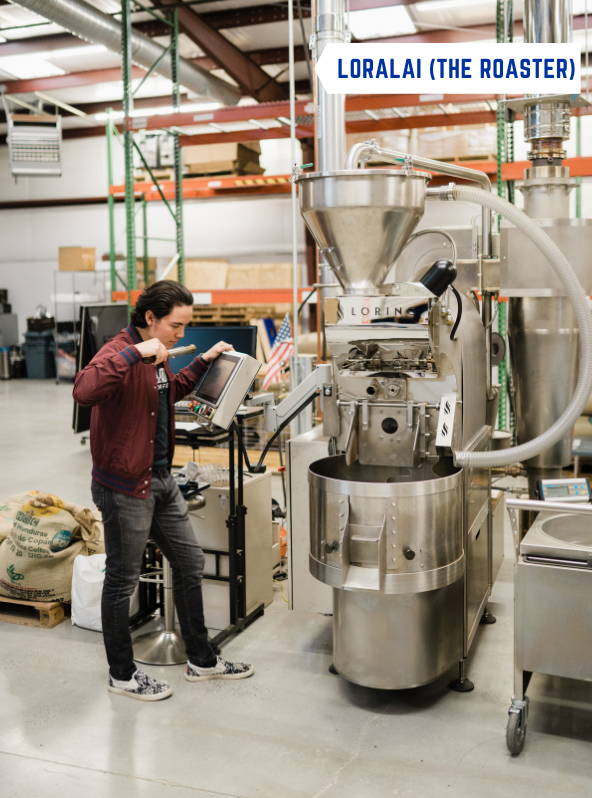 A man operating the Loring roaster