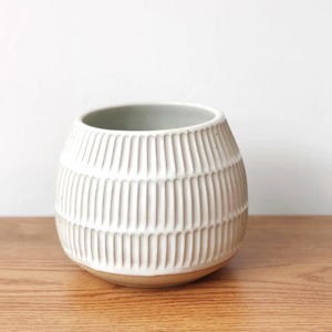 Ceramic Carved Planter - White