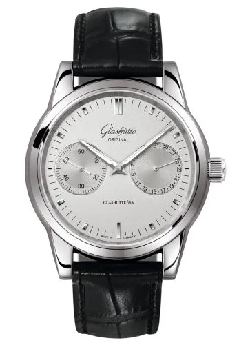 Senator Hand Date Stainless Steel / Silver Alligator / Pin