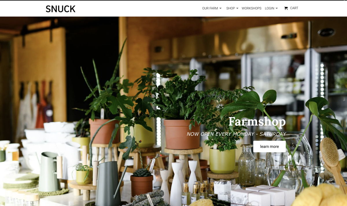 Screenshot of Snuck Farm Shop, from the ecommerce websites collection.