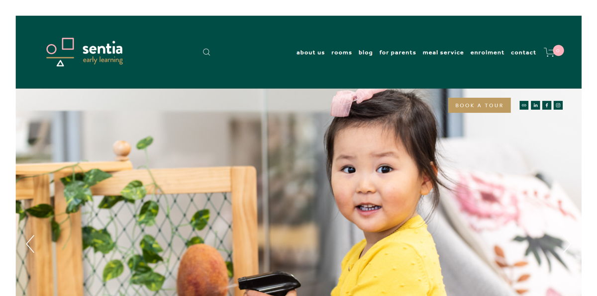 Screenshot of Sentia Early Learning, from the childcare & daycare websites collection.