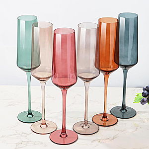 Colored Champagne Flutes, Set of 6