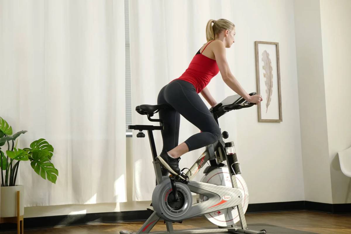 playing sports on exercise bike