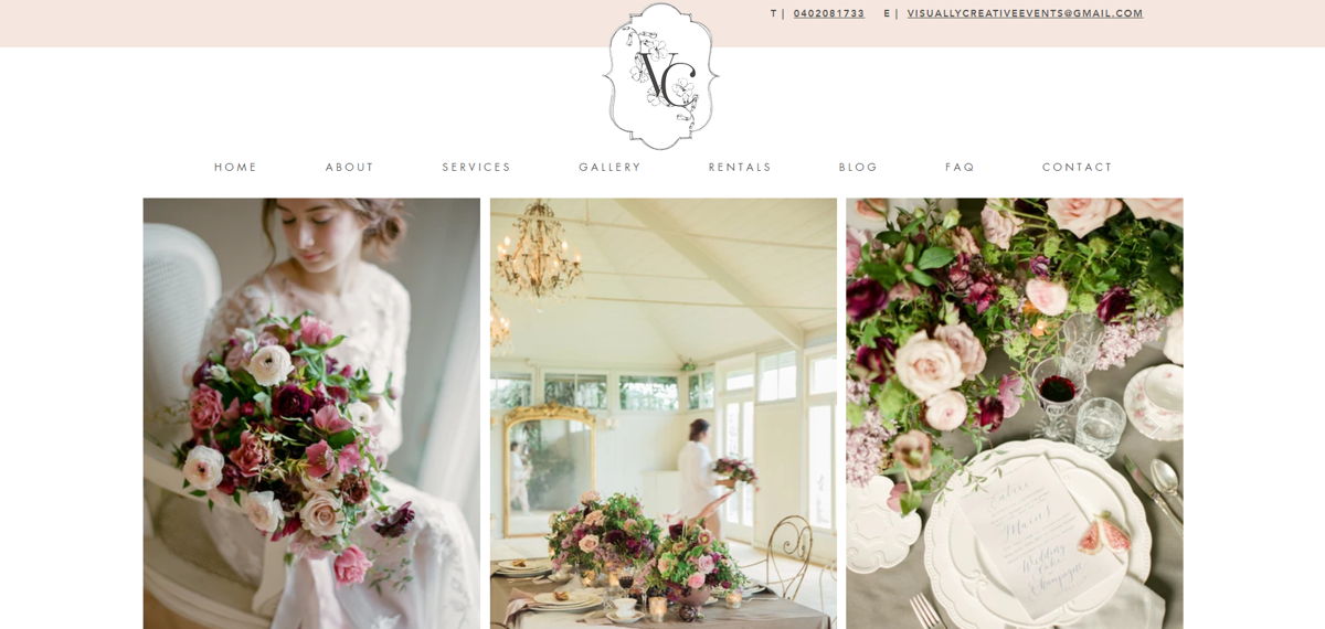 Screenshot of Visually Creative Flowers & Styling, from the florist & flower shop websites collection.