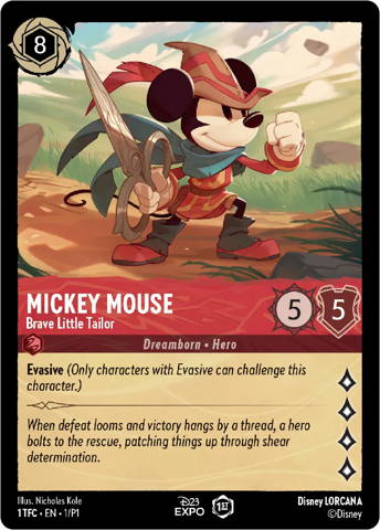 Mickey Mouse card from Disney's Lorcana Trading Card Game.