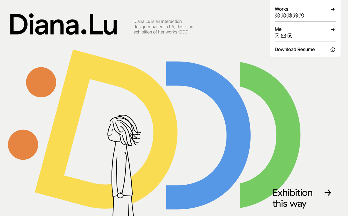 Screenshot of Diana Lu, from the designer & developer portfolios collection.