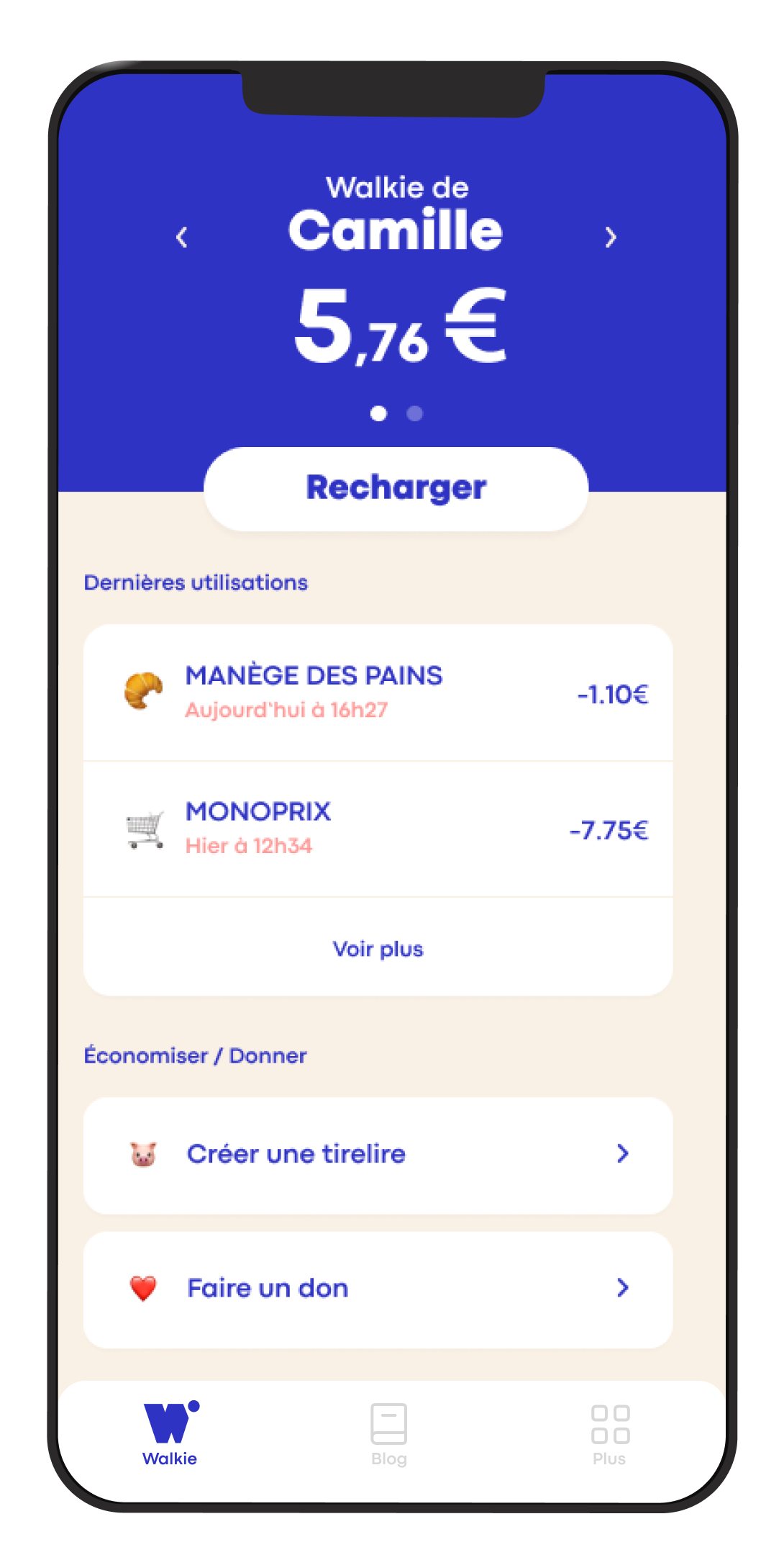 Walkies pièces de monnaie argent de poche