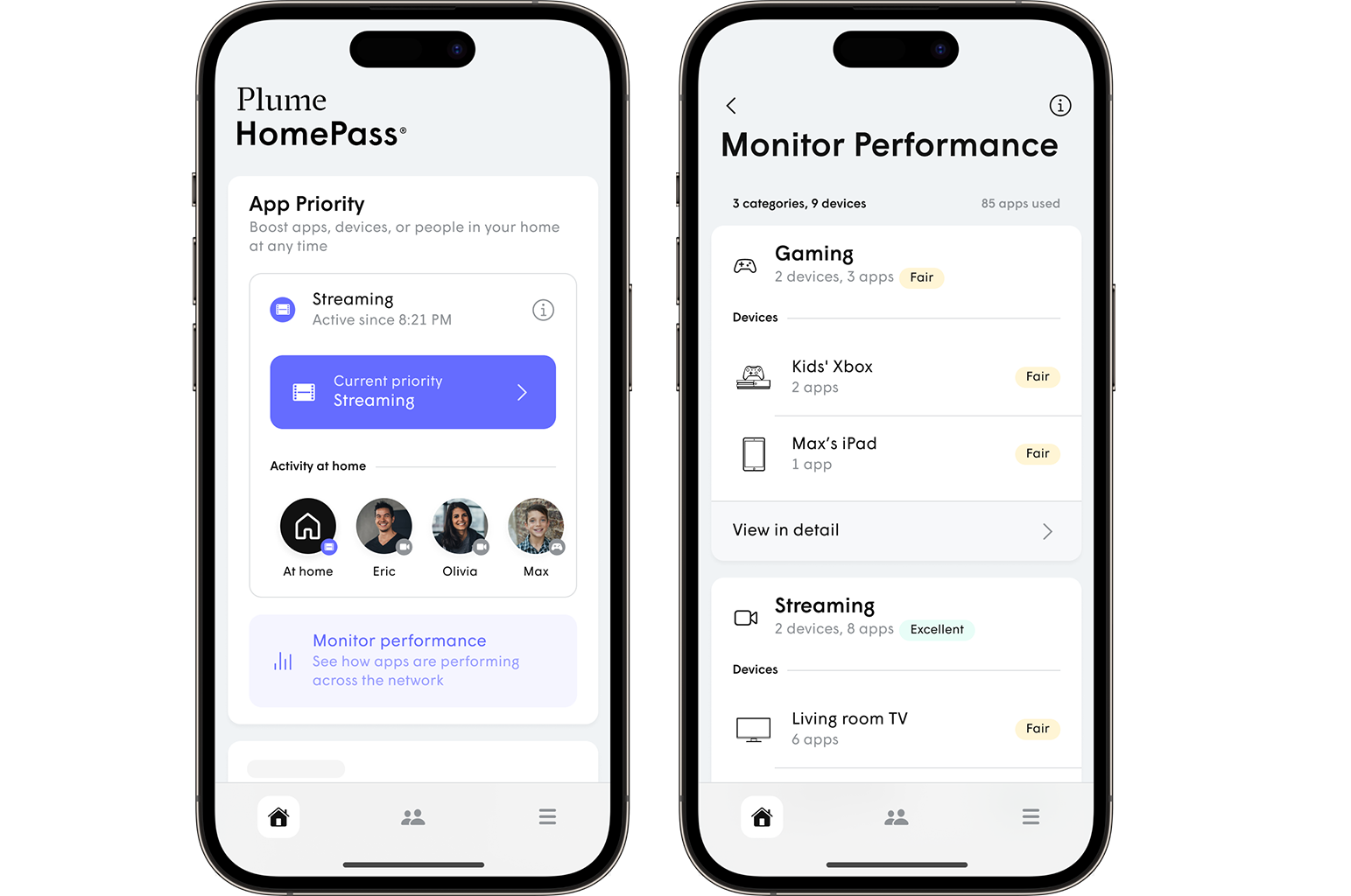 app screen representations of new HomePass App Priority features