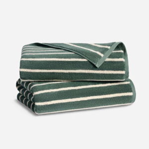 Brooklinen Super-Plush Turkish Cotton Bath Towels - Striped Botanical Green