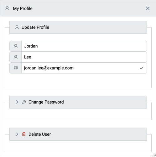My Profile dialog with a verified username