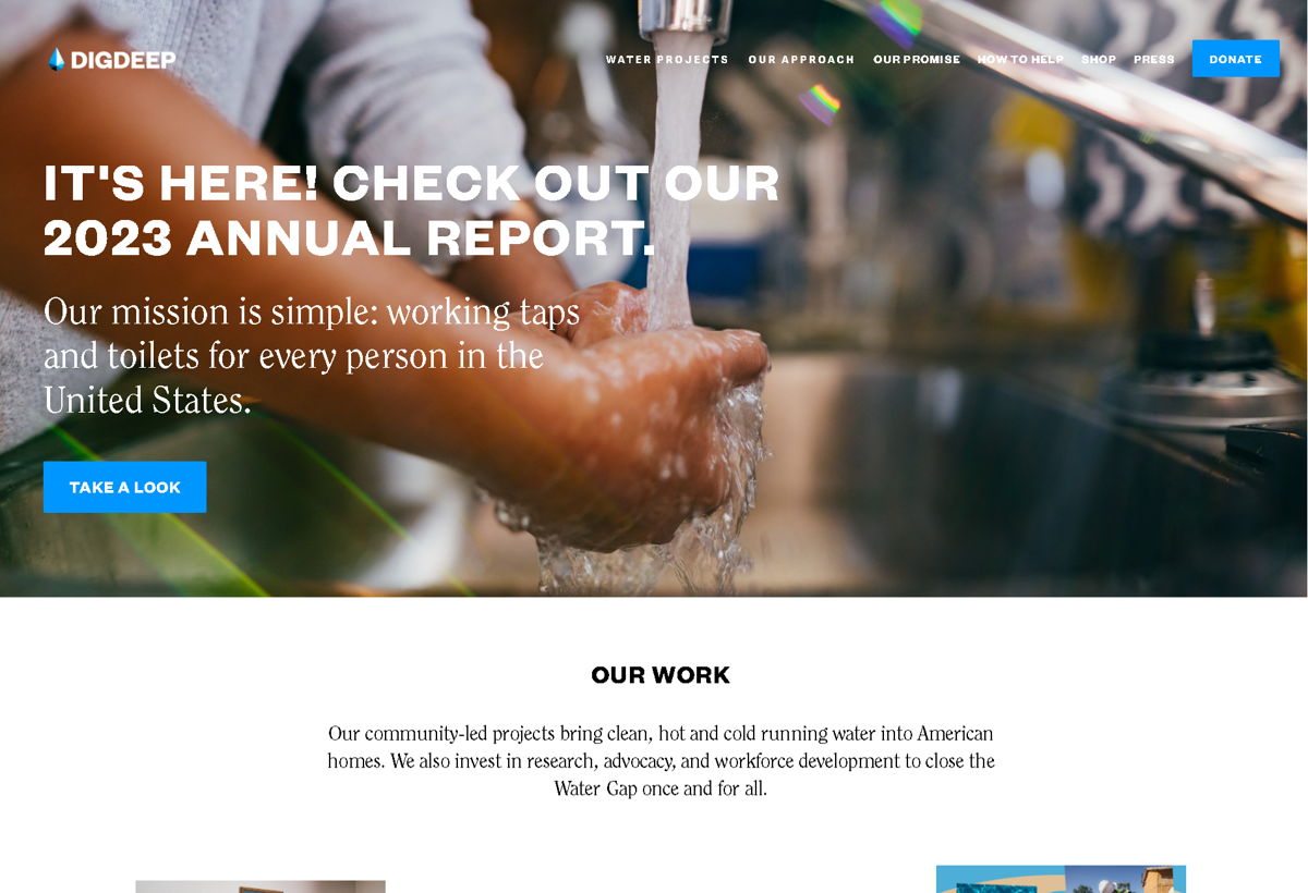 Screenshot of DIGDEEP, from the blue websites collection.