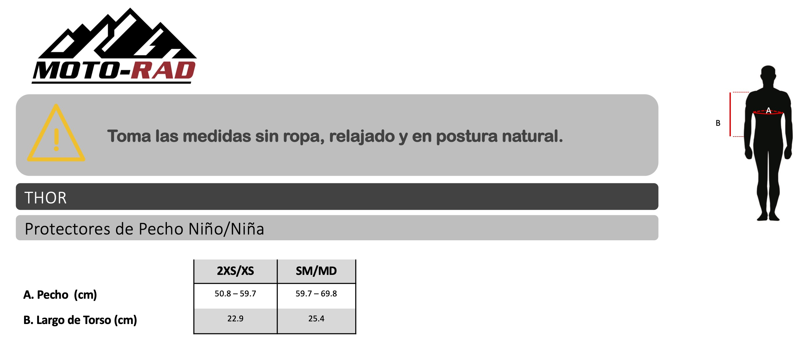 Guía de Tallas Protectores de Pecho THOR