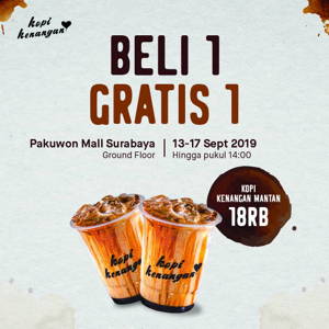 Kopi Kenangan: Promo Grand Opening Pakuwon Mall Surabaya – Beli 1 Gratis 1! sampai 09/17/2019