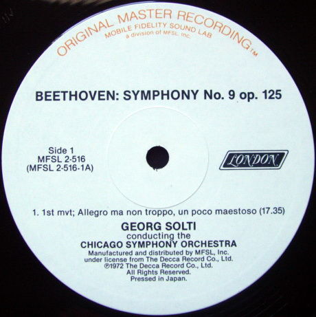 ★Audiophile★ MFSL / SOLRI, - Beethoven Symphony No.9 Ch...