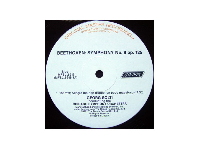 ★Audiophile★ MFSL / SOLRI, - Beethoven Symphony No.9 Chorale, MINT, 2 LP Set!