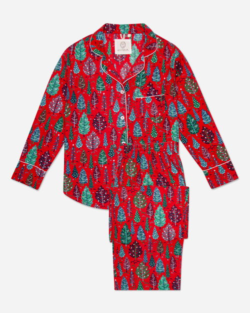 Twinkling Trees - Flannel Long PJ Set - Ruby - $50.00 | reFRESH