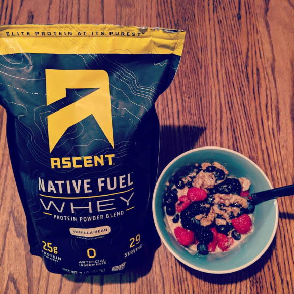 customer shows his meal with ascent protein