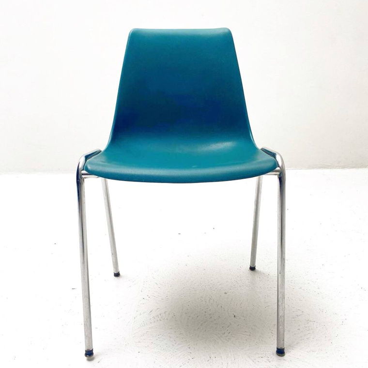 4 blaue OWI Expo Stühle von Oskar Winkler, 1980er