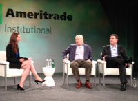 Toms Nally and Fred Tomczyk queried by Diana Britton.[Tim Welsh photo]