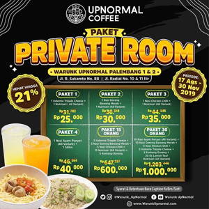 Warunk Upnormal Palembang: Promo PAKET PRIVATE ROOM Mulai Rp 25.000! sampai 11/30/2019