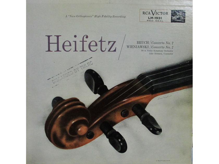 JASCHA HEIFITZ (CLASSICAL LP) - HEIFITZ BRUCH & WIENIAWSKI (1956) RCA "SHADED DOG" LM 1931