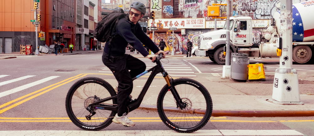 New York City Chinatown and rider on legal ebike