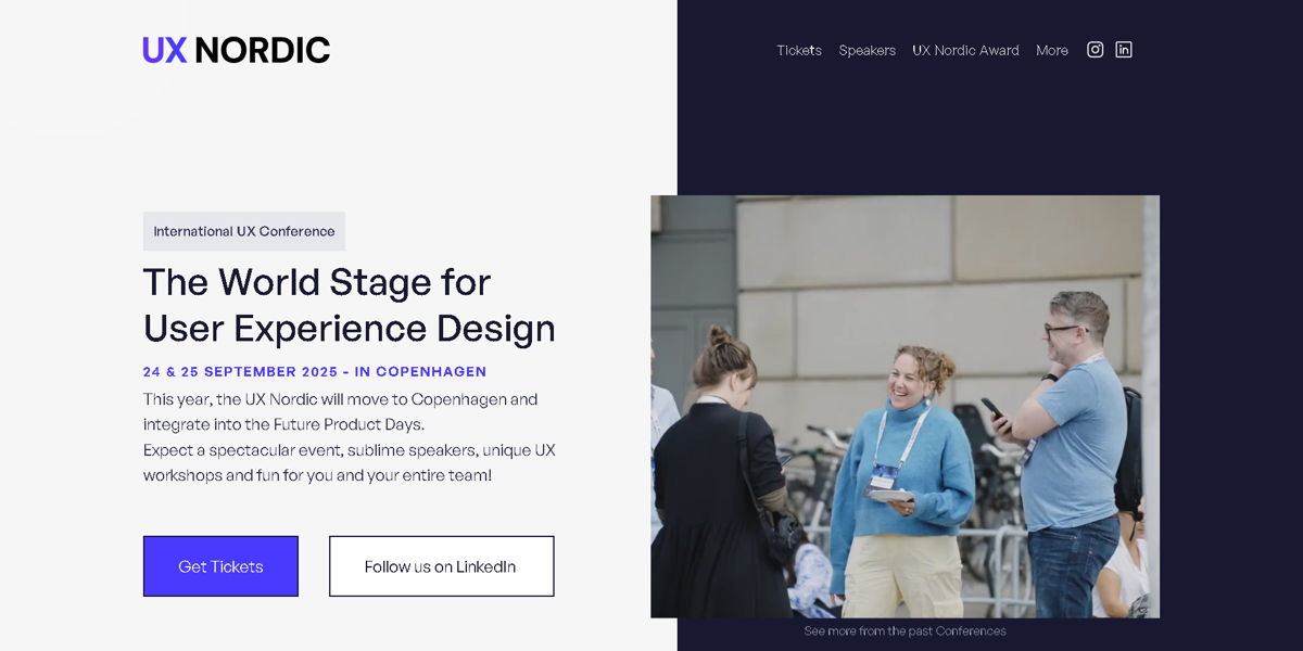 Screenshot of UX Nordic, from the conference websites collection.