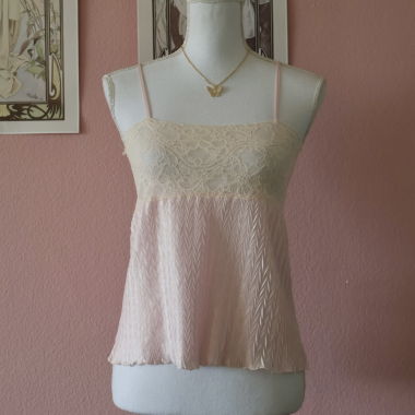 Pink Satin Lace Cami (Secondhand - XS/S)
