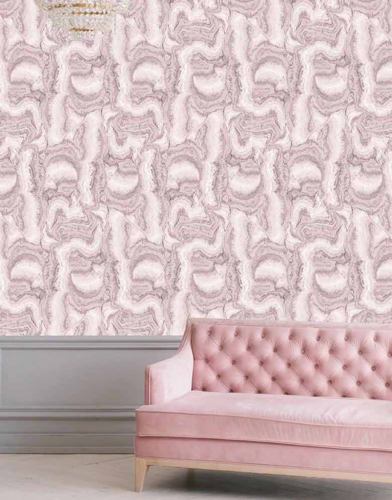 White & Pink Statement Marble Pattern Wallpaper pattern image