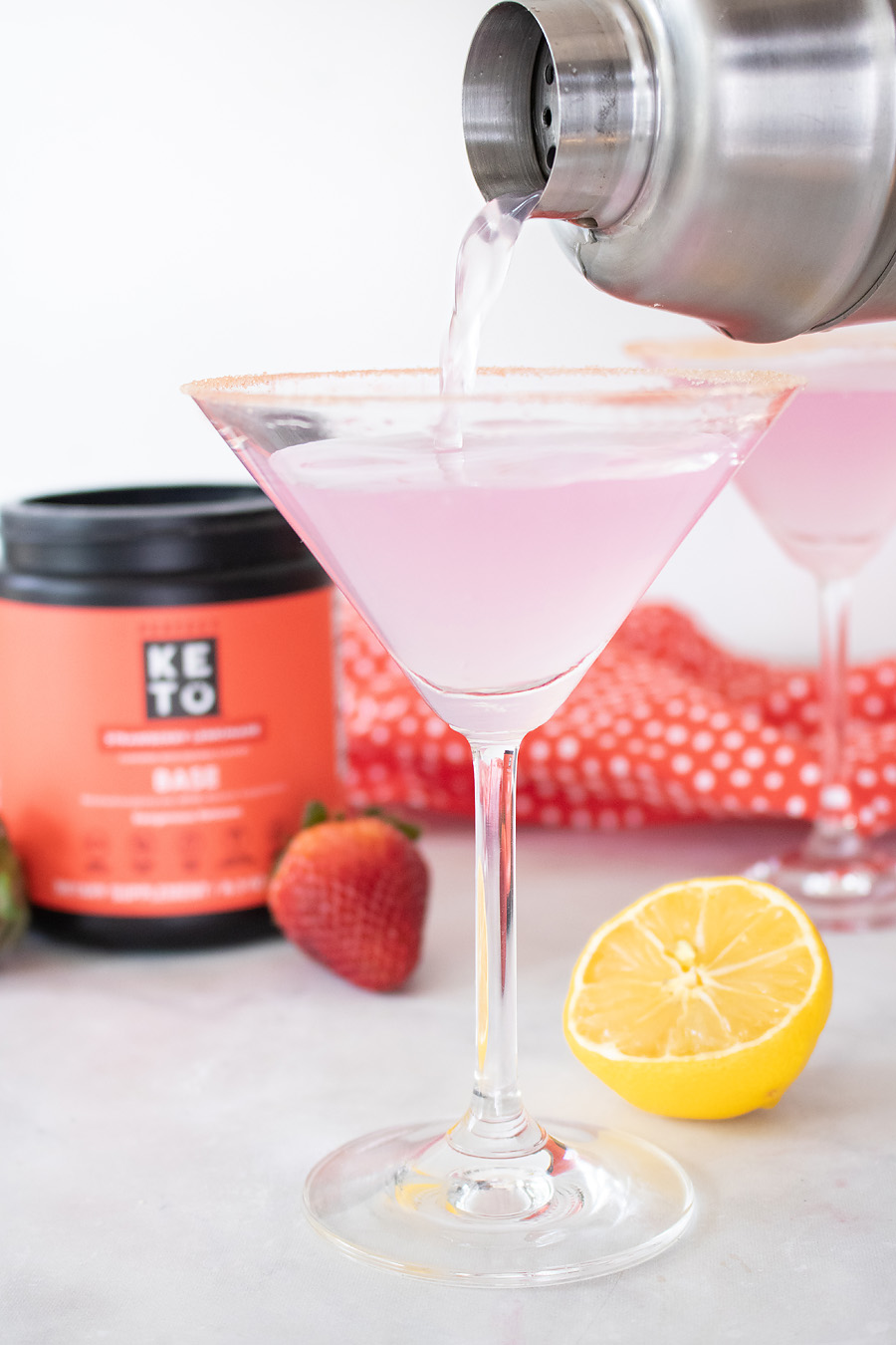 Keto strawberry lemon drop martini