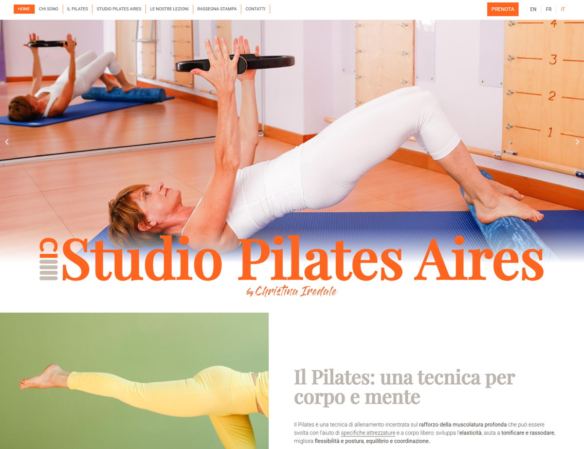 Screenshot of Studio Pilates Aires, from the pilates websites collection.
