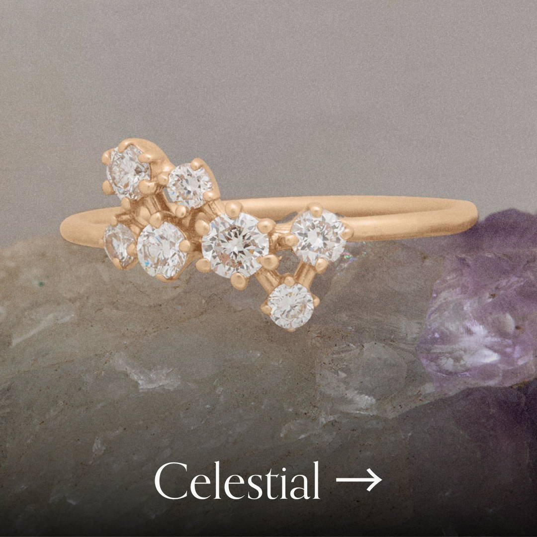 celestial diamond cluster ethical engagement ring