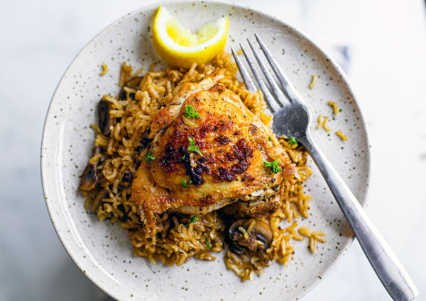 Photo of Herb-Stuffed Chicken Breasts with Rice Pilaf 