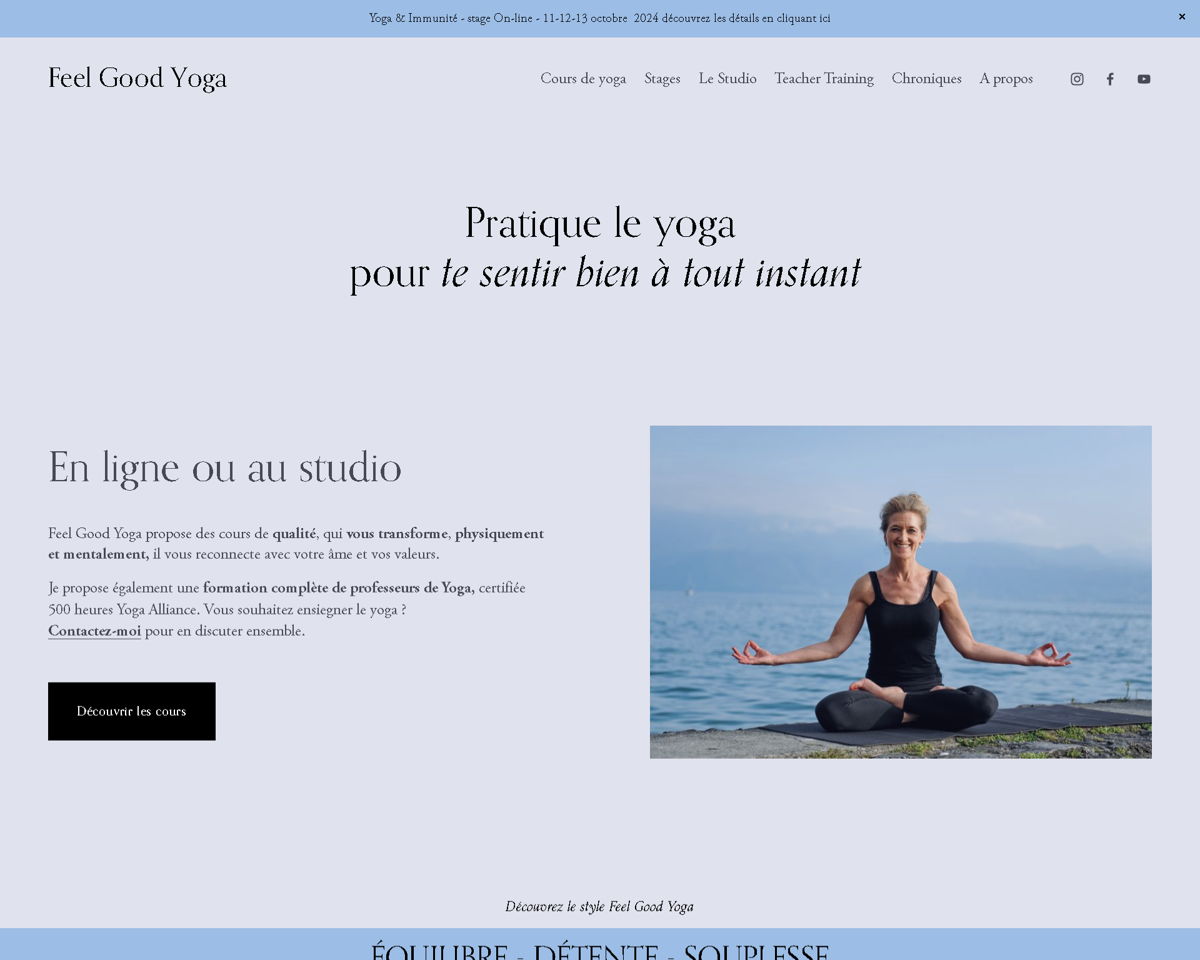 Screenshot of Feel Good Yoga, from the blue websites collection.