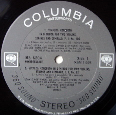 Columbia 2-EYE / OISTRAKH-STERN-ORMANDY, - Vivaldi Conc...