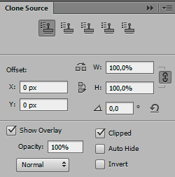 Панель Clone Source в программе Adobe Photoshop