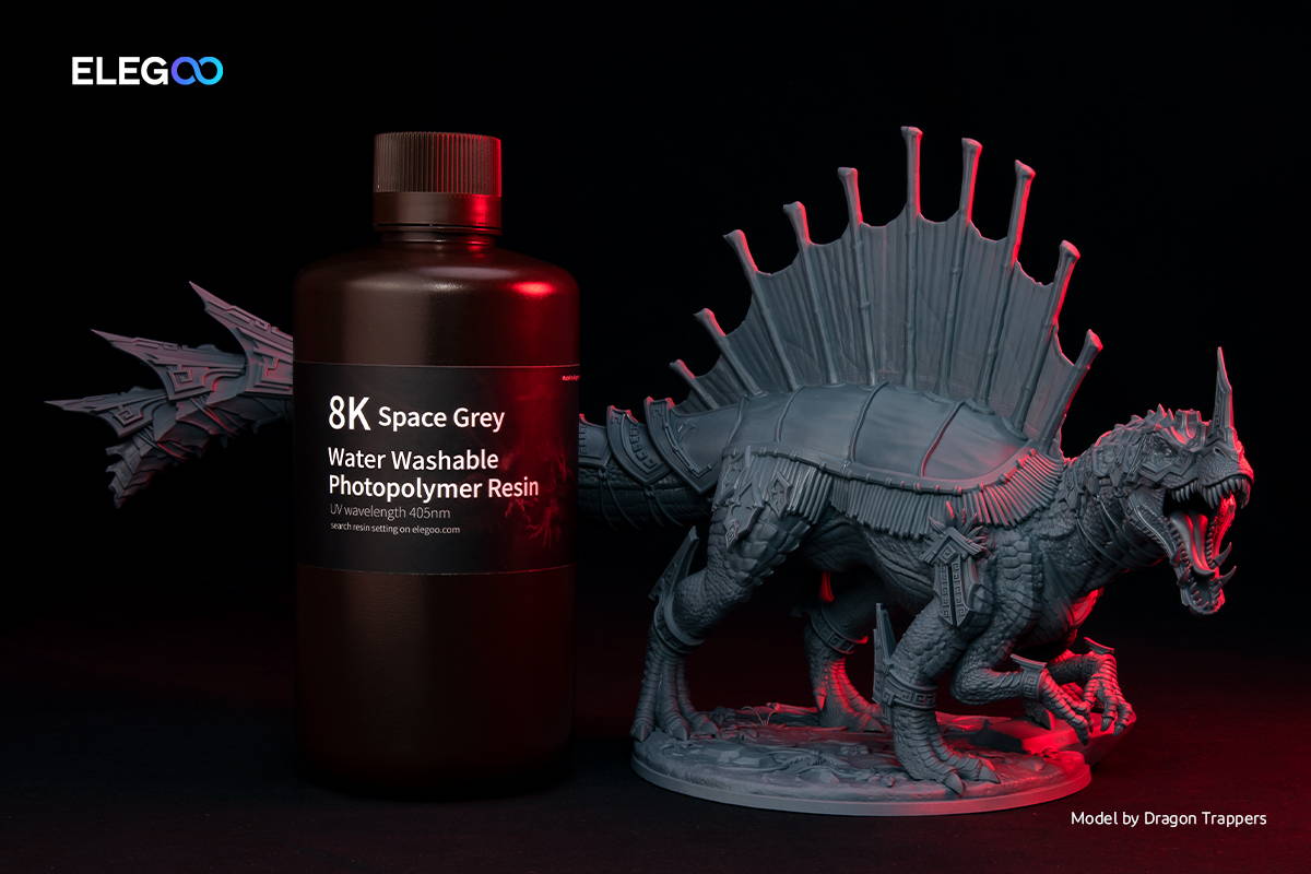ELEGOO 8K Water-washable Photopolymer Resin-1000G-Space Grey