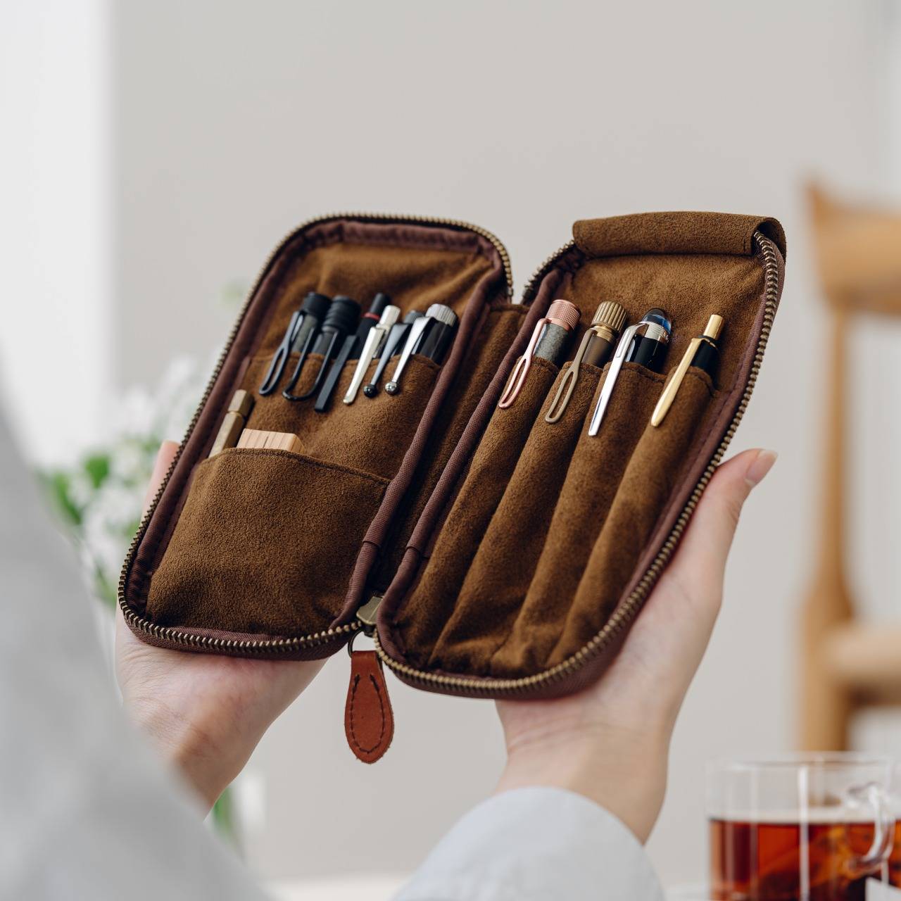 Pre-order 4-Slot Zipper Pen Case [Tochigi Leather] – &Liebe