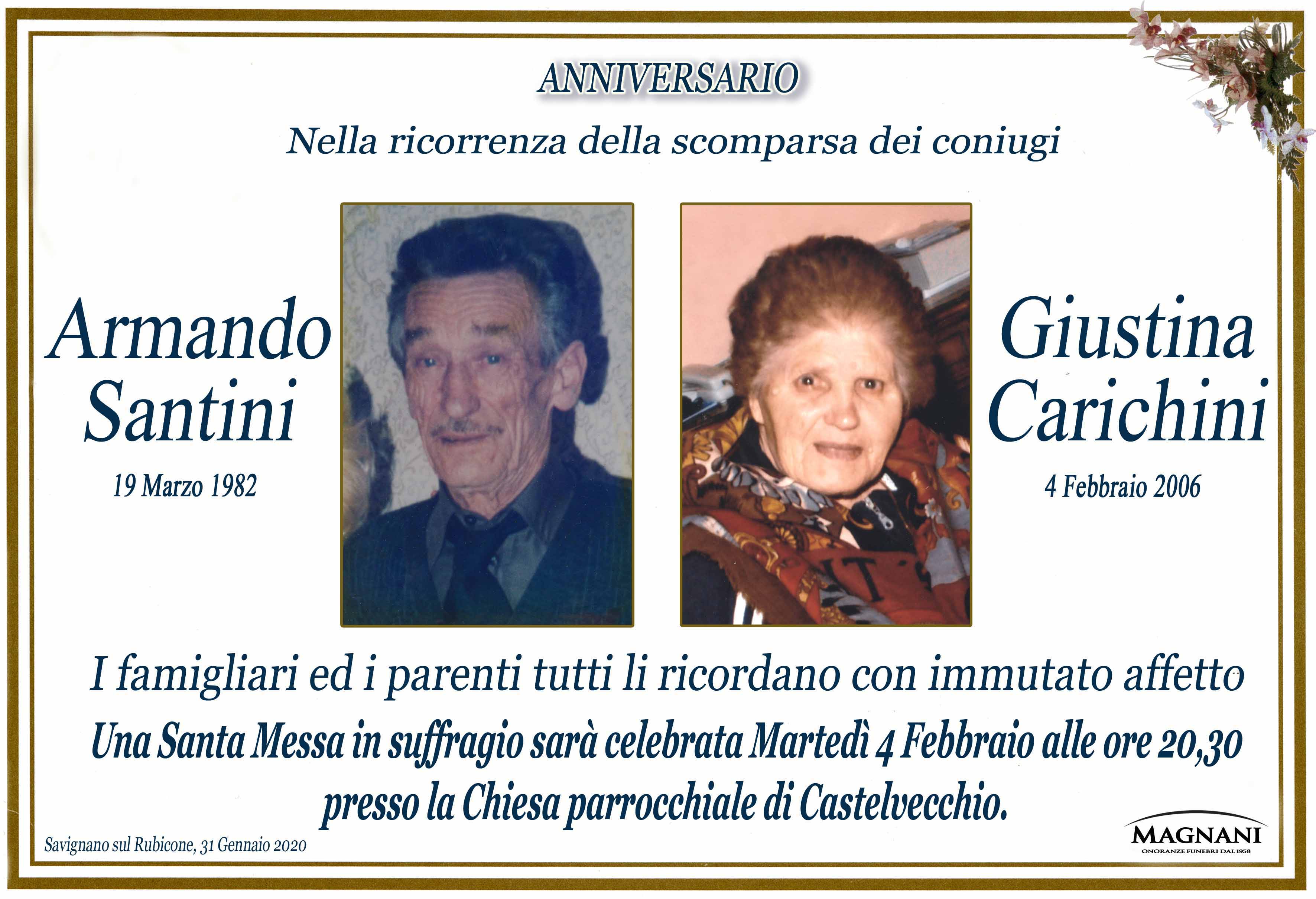 Coniugi Armando Santini e Giustina Carichini
