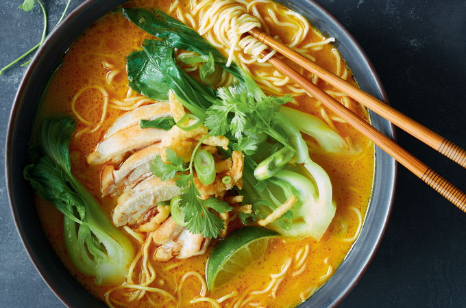 Coconut Curry Ramen with Chicken and Bok Choy