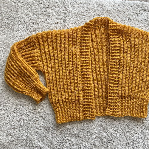 Crochet Pattern - Ribbed Cardigan  - Mohair- Light, and Airy