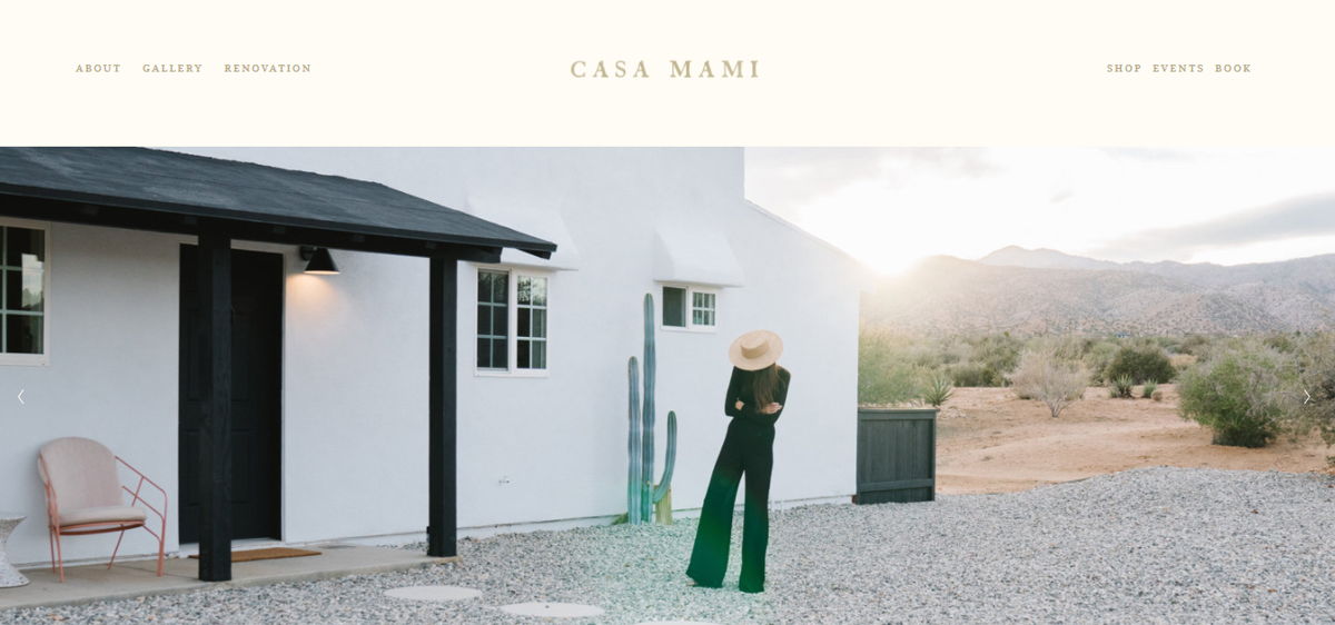 Screenshot of Casa Mami, from the simple & minimal websites collection.